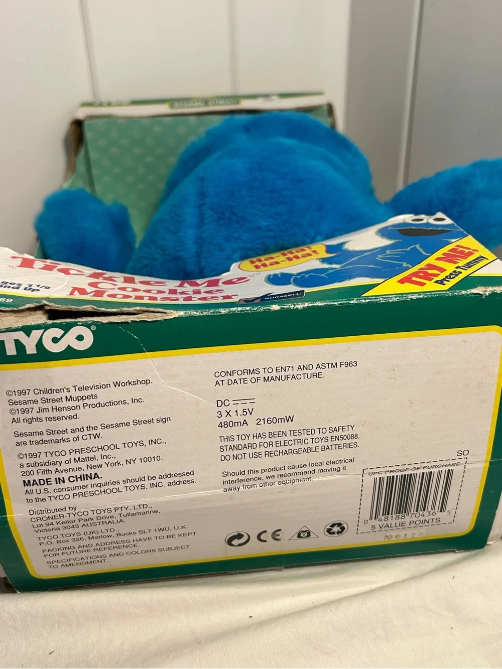 90s Vintage Tyco  Cookie Monster  Sesame Street Plush 1997 stuffed animal Toy